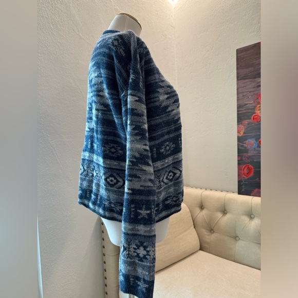 Polo RALPH LAUREN Womens Knit Sweater Blue Aztec Pattern size SP - Picture 2 of 6